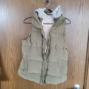 Eolvin Klein Khaki Hooded Puffer Vest Size Small